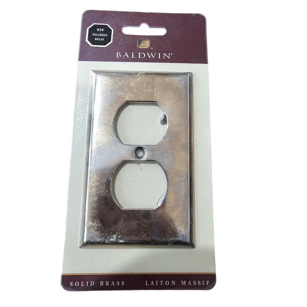 Baldwin Solid Brass‎ Duplex Outlet Switch Plate Distressed Polished Brass New